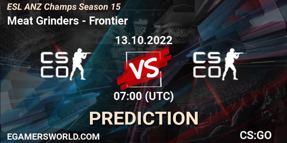 Meat Grinders - Frontier: Maç tahminleri. 13.10.2022 at 07:30, Counter-Strike (CS2), ESL ANZ Champs Season 15