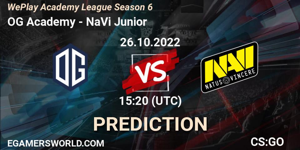 OG Academy - NaVi Junior: Maç tahminleri. 26.10.2022 at 15:35, Counter-Strike (CS2), WePlay Academy League Season 6