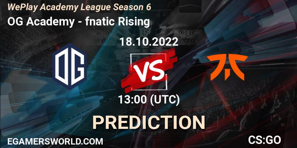 OG Academy - fnatic Rising: Maç tahminleri. 18.10.2022 at 13:05, Counter-Strike (CS2), WePlay Academy League Season 6
