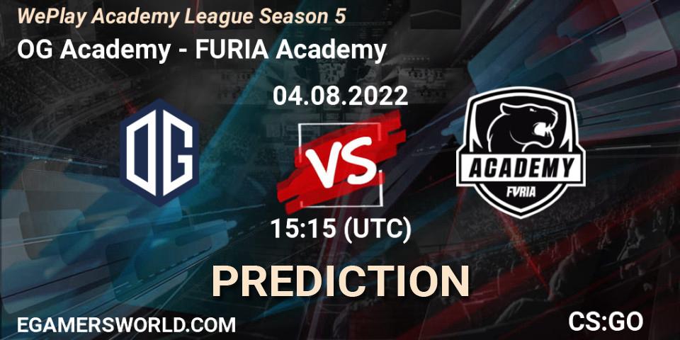 OG Academy - FURIA Academy: Maç tahminleri. 04.08.2022 at 14:55, Counter-Strike (CS2), WePlay Academy League Season 5