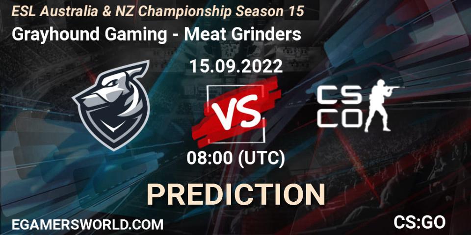 Grayhound Gaming - Meat Grinders: Maç tahminleri. 15.09.2022 at 08:00, Counter-Strike (CS2), ESL ANZ Champs Season 15