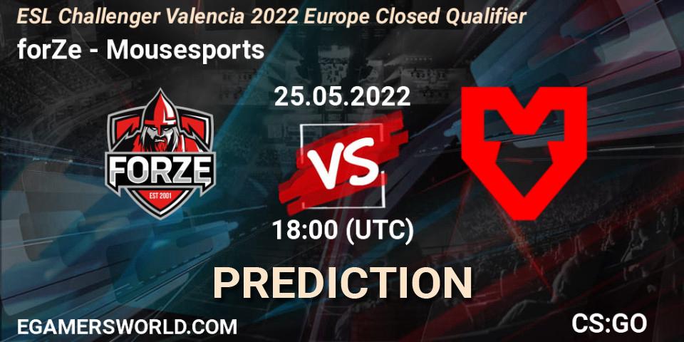 forZe - Mousesports: Maç tahminleri. 25.05.2022 at 18:00, Counter-Strike (CS2), ESL Challenger Valencia 2022 Europe Closed Qualifier