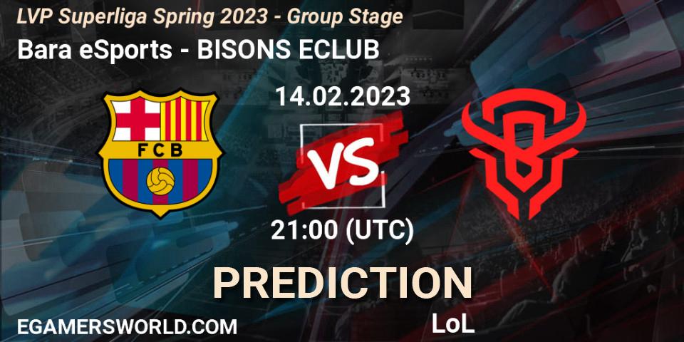 Barça eSports - BISONS ECLUB: Maç tahminleri. 14.02.2023 at 21:00, LoL, LVP Superliga Spring 2023 - Group Stage