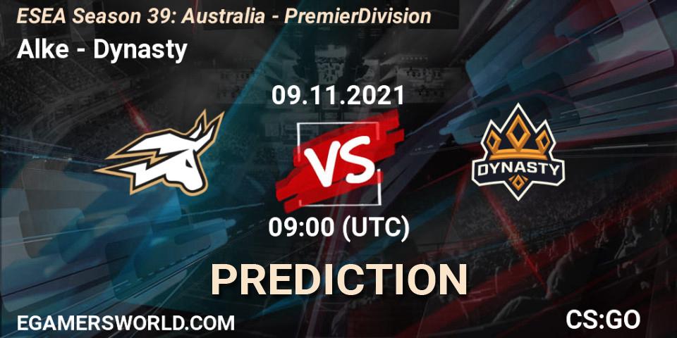 Alke - Dynasty: Maç tahminleri. 09.11.2021 at 09:00, Counter-Strike (CS2), ESEA Season 39: Australia - Premier Division