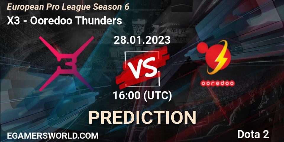 X3 - Ooredoo Thunders: Maç tahminleri. 28.01.23, Dota 2, European Pro League Season 6