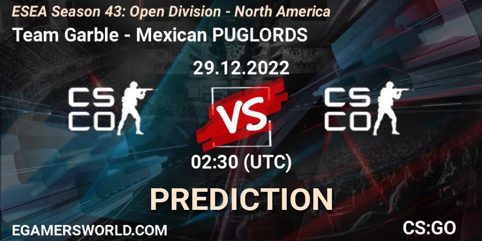 Team Garble - Mexican PUGLORDS: Maç tahminleri. 29.12.2022 at 02:30, Counter-Strike (CS2), ESEA Season 43: Open Division - North America