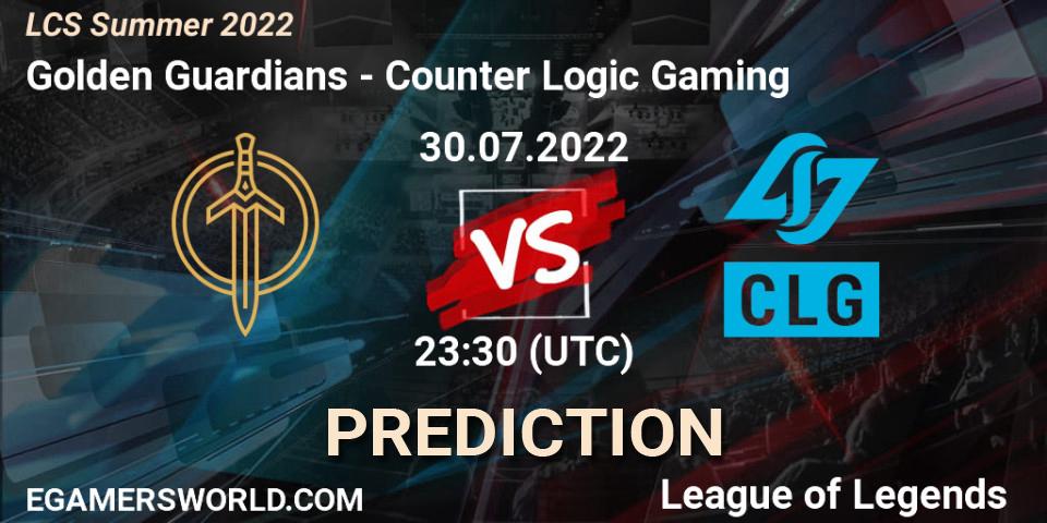 Golden Guardians - Counter Logic Gaming: Maç tahminleri. 30.07.22, LoL, LCS Summer 2022