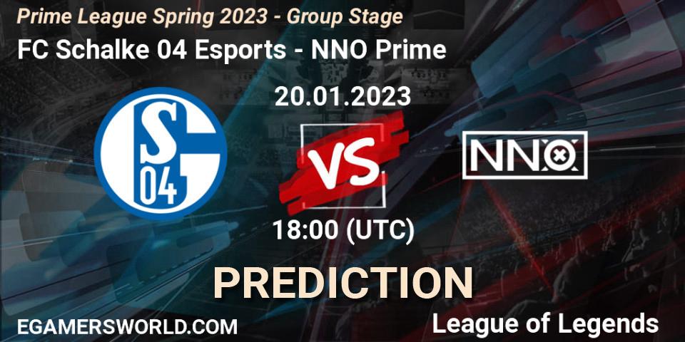 FC Schalke 04 Esports - NNO Prime: Maç tahminleri. 20.01.2023 at 21:00, LoL, Prime League Spring 2023 - Group Stage