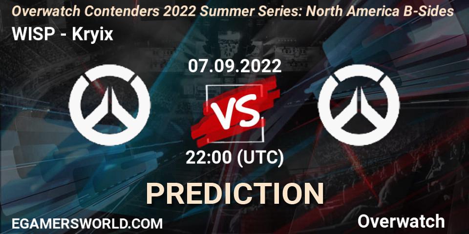 WISP - Kryix: Maç tahminleri. 07.09.2022 at 22:00, Overwatch, Overwatch Contenders 2022 Summer Series: North America B-Sides