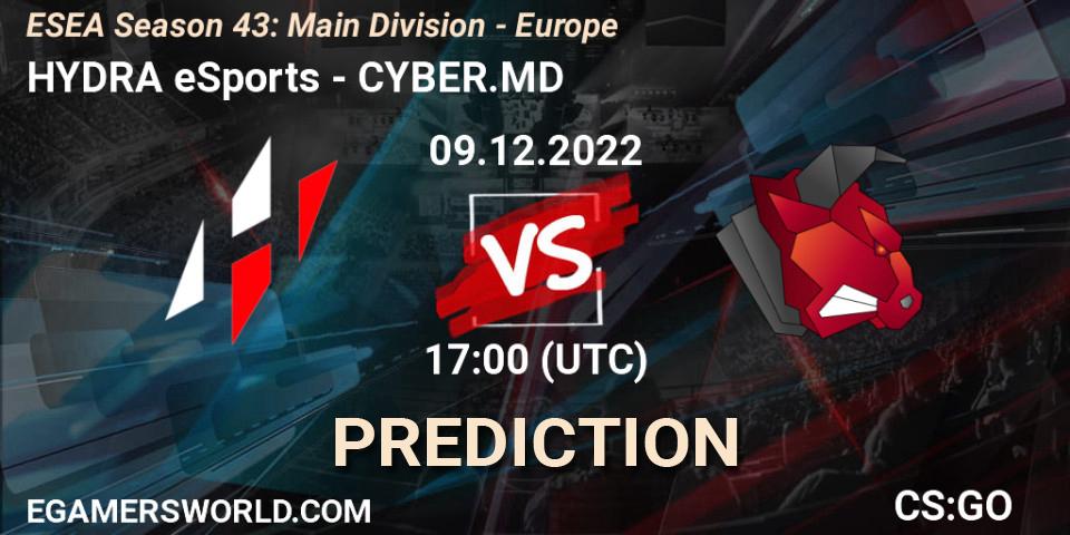 HYDRA eSports - CYBER.MD: Maç tahminleri. 09.12.22, CS2 (CS:GO), ESEA Season 43: Main Division - Europe