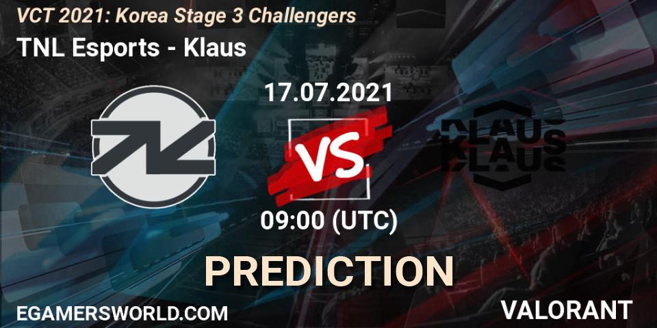 TNL Esports - Klaus: Maç tahminleri. 17.07.2021 at 09:00, VALORANT, VCT 2021: Korea Stage 3 Challengers