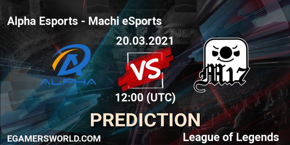 Alpha Esports - Machi eSports: Maç tahminleri. 20.03.2021 at 12:00, LoL, PCS Spring 2021 - Group Stage