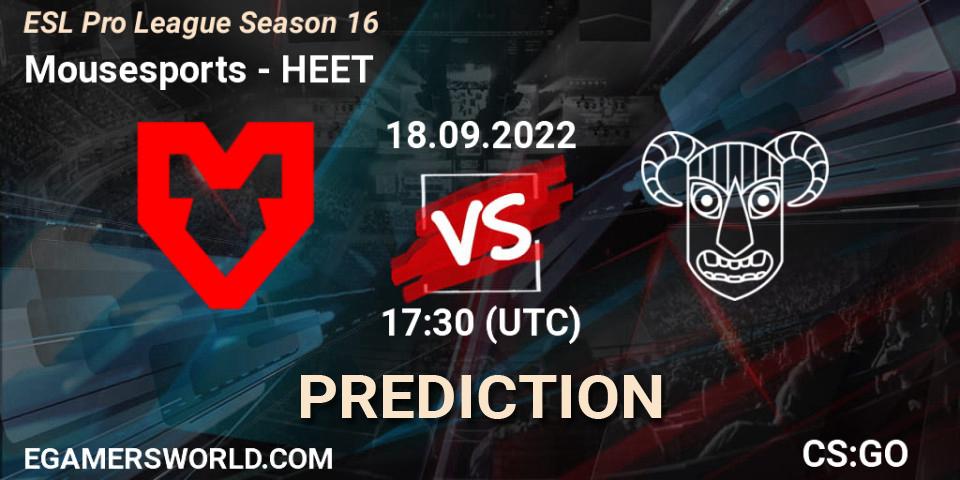 Mousesports - HEET: Maç tahminleri. 18.09.2022 at 17:30, Counter-Strike (CS2), ESL Pro League Season 16