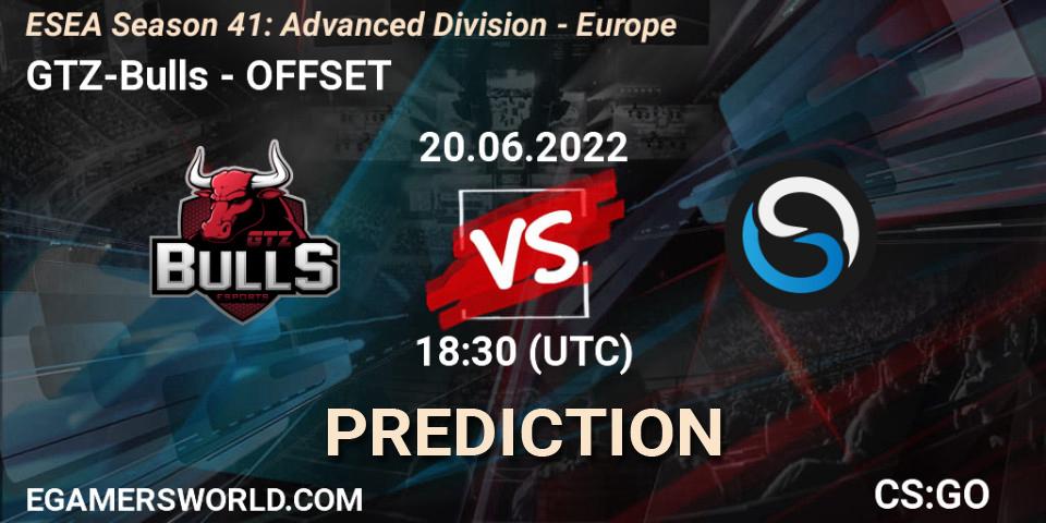 GTZ-Bulls - OFFSET: Maç tahminleri. 21.06.22, CS2 (CS:GO), ESEA Season 41: Advanced Division - Europe