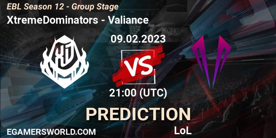 XtremeDominators - Valiance: Maç tahminleri. 09.02.23, LoL, EBL Season 12 - Group Stage