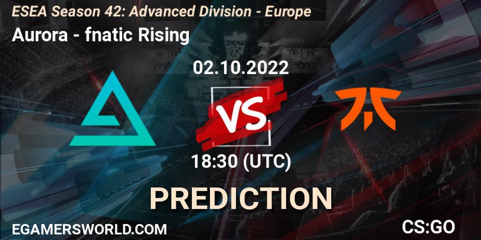 Aurora - fnatic Rising: Maç tahminleri. 03.10.22, CS2 (CS:GO), ESEA Season 42: Advanced Division - Europe