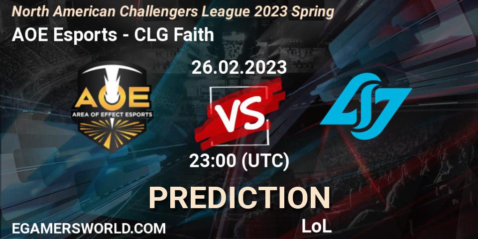 AOE Esports - CLG Faith: Maç tahminleri. 26.02.23, LoL, NACL 2023 Spring - Group Stage