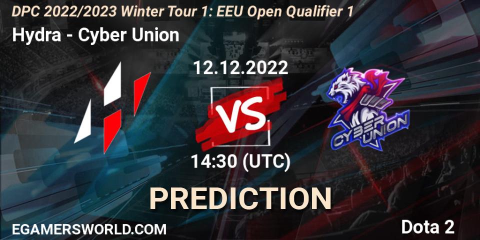 Hydra - Cyber Union: Maç tahminleri. 12.12.2022 at 14:29, Dota 2, DPC 2022/2023 Winter Tour 1: EEU Open Qualifier 1