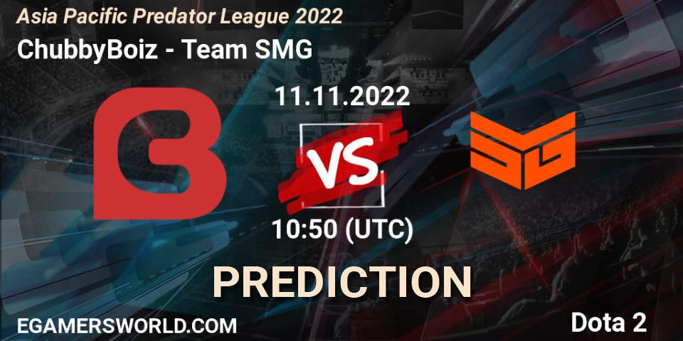 ChubbyBoiz - Team SMG: Maç tahminleri. 11.11.2022 at 10:49, Dota 2, Asia Pacific Predator League 2022