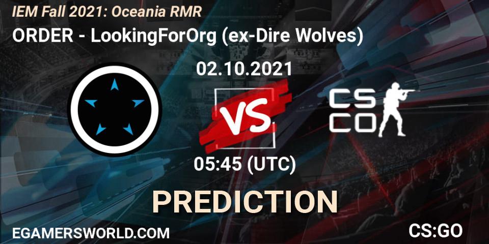 ORDER - LookingForOrg (ex-Dire Wolves): Maç tahminleri. 02.10.2021 at 05:45, Counter-Strike (CS2), IEM Fall 2021: Oceania RMR