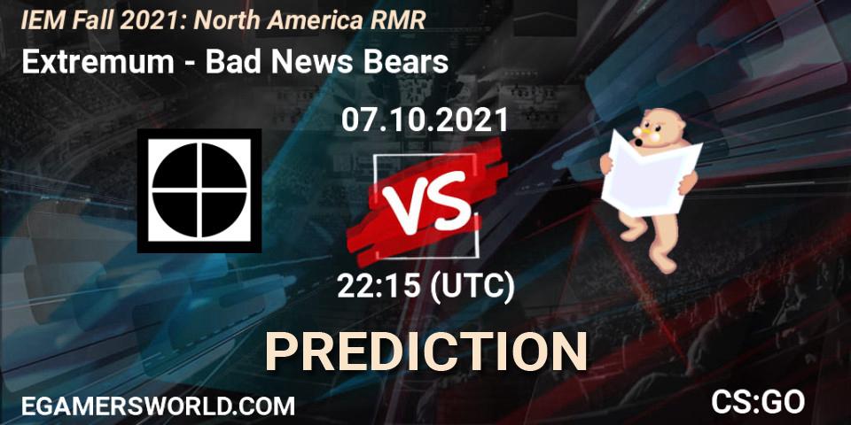 Extremum - Bad News Bears: Maç tahminleri. 07.10.21, CS2 (CS:GO), IEM Fall 2021: North America RMR