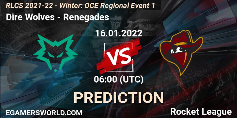 Dire Wolves - Renegades: Maç tahminleri. 16.01.22, Rocket League, RLCS 2021-22 - Winter: OCE Regional Event 1
