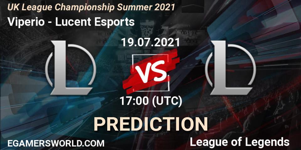 Viperio - Lucent Esports: Maç tahminleri. 19.07.2021 at 17:00, LoL, UK League Championship Summer 2021