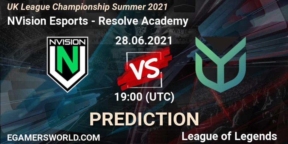 NVision Esports - Resolve Academy: Maç tahminleri. 28.06.2021 at 19:00, LoL, UK League Championship Summer 2021