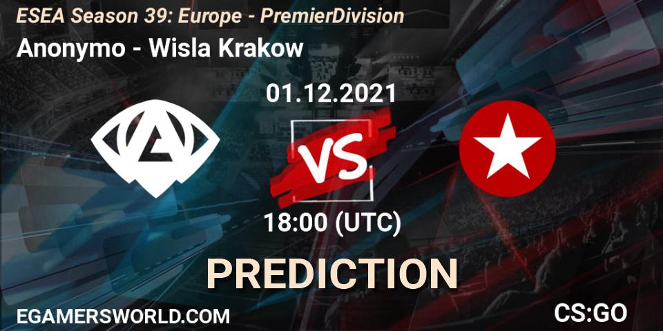 Anonymo - Wisla Krakow: Maç tahminleri. 07.12.2021 at 15:05, Counter-Strike (CS2), ESEA Season 39: Europe - Premier Division