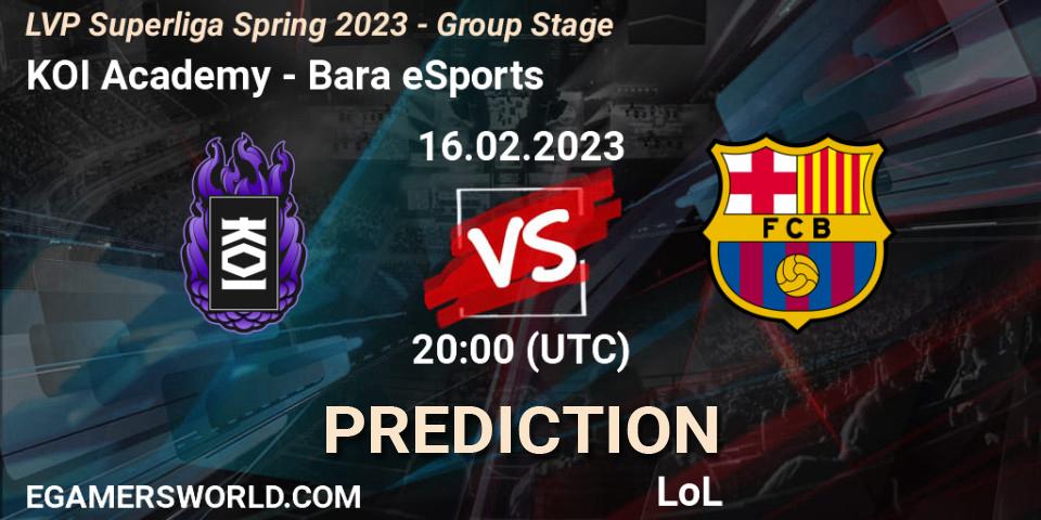 KOI Academy - Barça eSports: Maç tahminleri. 16.02.2023 at 20:00, LoL, LVP Superliga Spring 2023 - Group Stage
