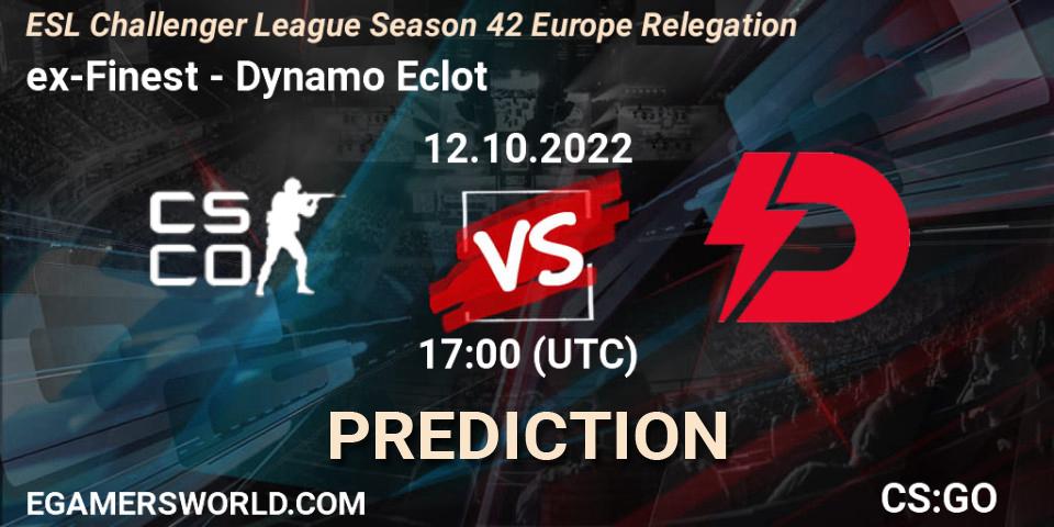 ex-Finest - Dynamo Eclot: Maç tahminleri. 12.10.2022 at 19:00, Counter-Strike (CS2), ESL Challenger League Season 42 Europe Relegation