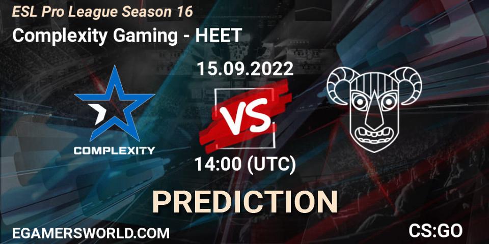 Complexity Gaming - HEET: Maç tahminleri. 15.09.2022 at 14:00, Counter-Strike (CS2), ESL Pro League Season 16