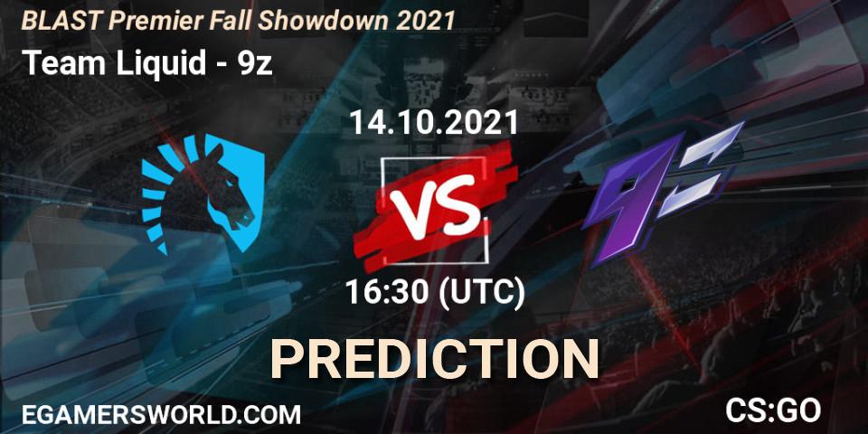 Team Liquid - 9z: Maç tahminleri. 14.10.2021 at 16:20, Counter-Strike (CS2), BLAST Premier Fall Showdown 2021