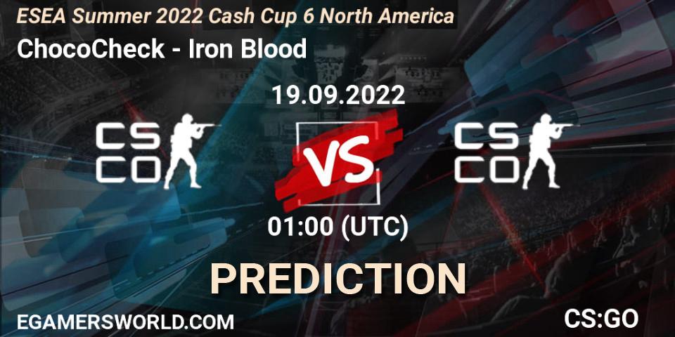ChocoCheck - Iron Blood: Maç tahminleri. 19.09.2022 at 01:00, Counter-Strike (CS2), ESEA Summer 2022 Cash Cup 6 North America