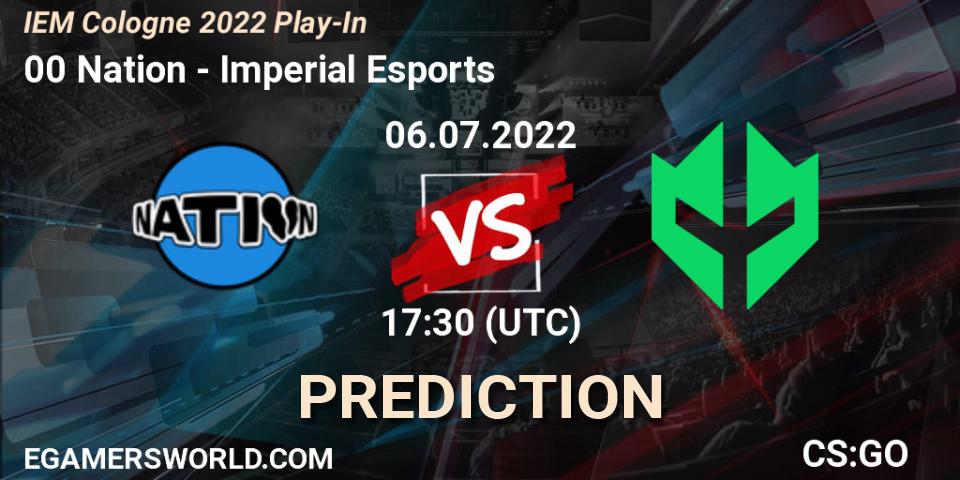 00 Nation - Imperial Esports: Maç tahminleri. 06.07.2022 at 18:30, Counter-Strike (CS2), IEM Cologne 2022 Play-In