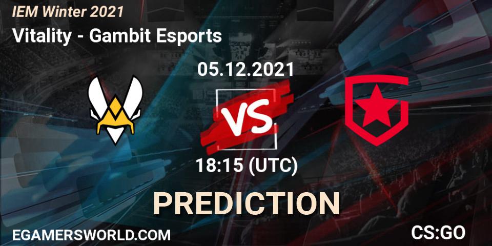 Vitality - Gambit Esports: Maç tahminleri. 05.12.2021 at 18:30, Counter-Strike (CS2), IEM Winter 2021
