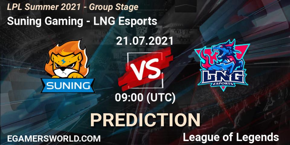 Suning Gaming - LNG Esports: Maç tahminleri. 21.07.2021 at 09:00, LoL, LPL Summer 2021 - Group Stage