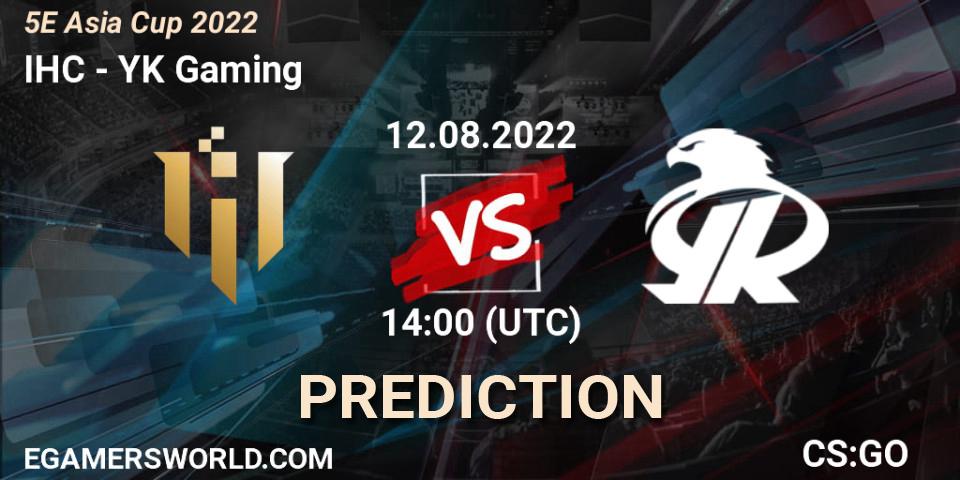 IHC - YK Gaming: Maç tahminleri. 12.08.2022 at 14:00, Counter-Strike (CS2), 5E Asia Cup 2022