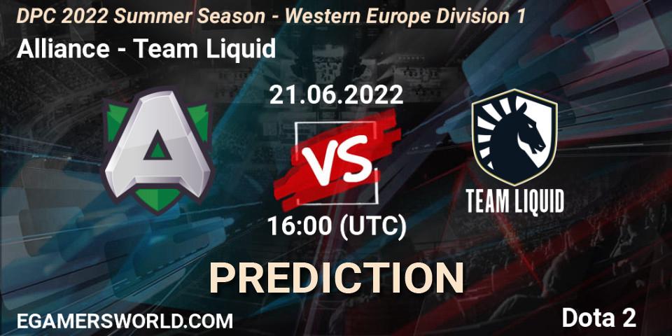 Alliance - Team Liquid: Maç tahminleri. 21.06.2022 at 18:00, Dota 2, DPC WEU 2021/2022 Tour 3: Division I