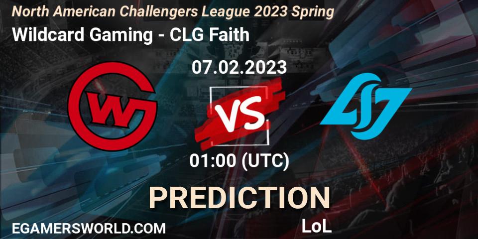 Wildcard Gaming - CLG Faith: Maç tahminleri. 07.02.23, LoL, NACL 2023 Spring - Group Stage