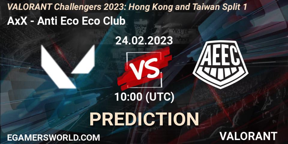 AxX - Anti Eco Eco Club: Maç tahminleri. 24.02.2023 at 08:00, VALORANT, VALORANT Challengers 2023: Hong Kong and Taiwan Split 1