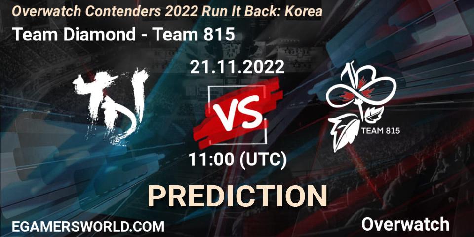 Team Diamond - Team 815: Maç tahminleri. 21.11.2022 at 11:30, Overwatch, Overwatch Contenders 2022 Run It Back: Korea