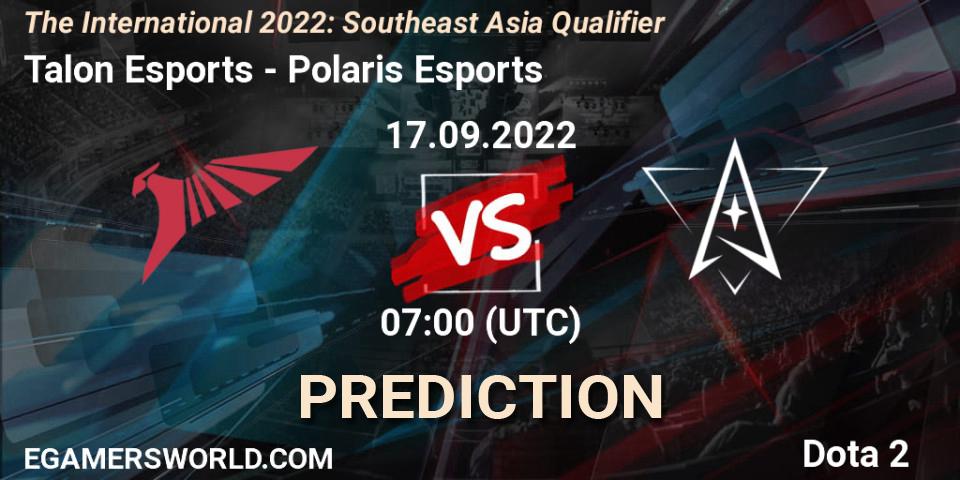 Talon Esports - Polaris Esports: Maç tahminleri. 17.09.2022 at 07:25, Dota 2, The International 2022: Southeast Asia Qualifier