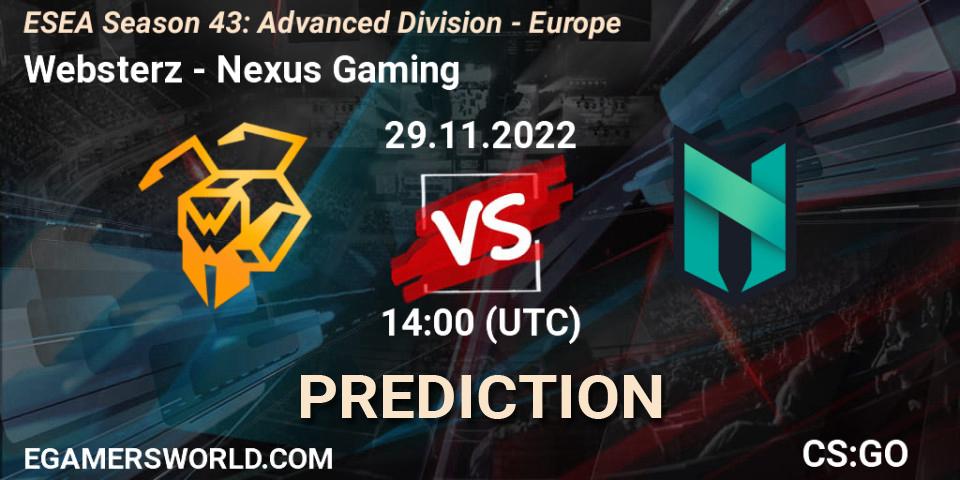 Websterz - Nexus Gaming: Maç tahminleri. 29.11.22, CS2 (CS:GO), ESEA Season 43: Advanced Division - Europe