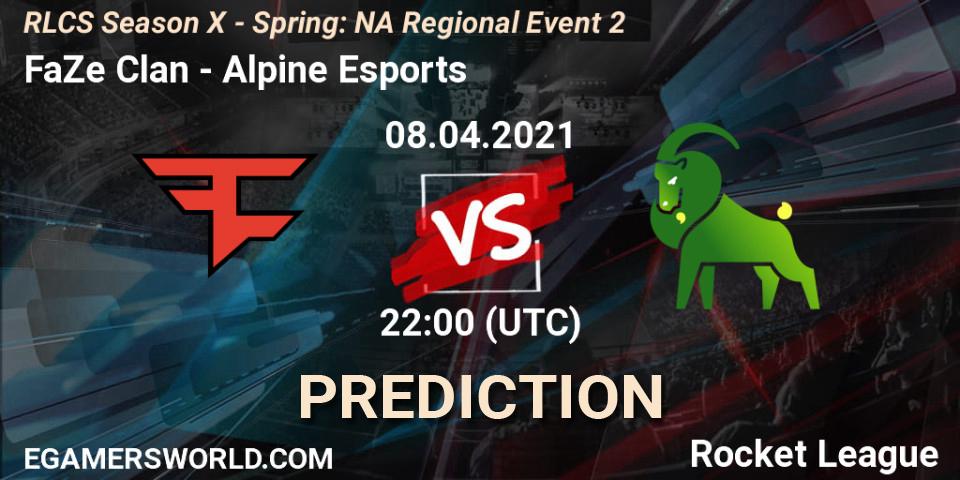 FaZe Clan - Alpine Esports: Maç tahminleri. 08.04.2021 at 22:00, Rocket League, RLCS Season X - Spring: NA Regional Event 2