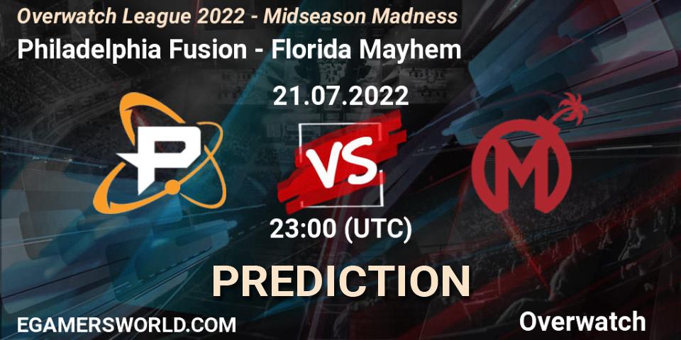 Philadelphia Fusion - Florida Mayhem: Maç tahminleri. 22.07.2022 at 00:45, Overwatch, Overwatch League 2022 - Midseason Madness