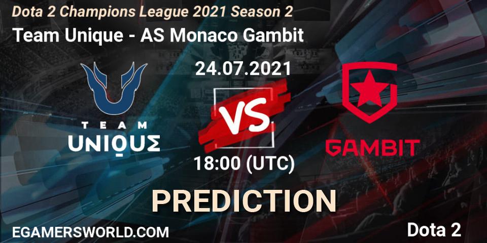 Team Unique - AS Monaco Gambit: Maç tahminleri. 24.07.2021 at 18:05, Dota 2, Dota 2 Champions League 2021 Season 2