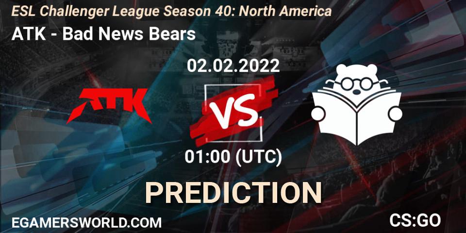 ATK - Bad News Bears: Maç tahminleri. 02.02.2022 at 01:00, Counter-Strike (CS2), ESL Challenger League Season 40: North America