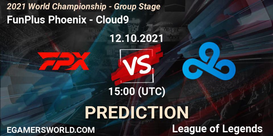 FunPlus Phoenix - Cloud9: Maç tahminleri. 12.10.2021 at 16:00, LoL, 2021 World Championship - Group Stage