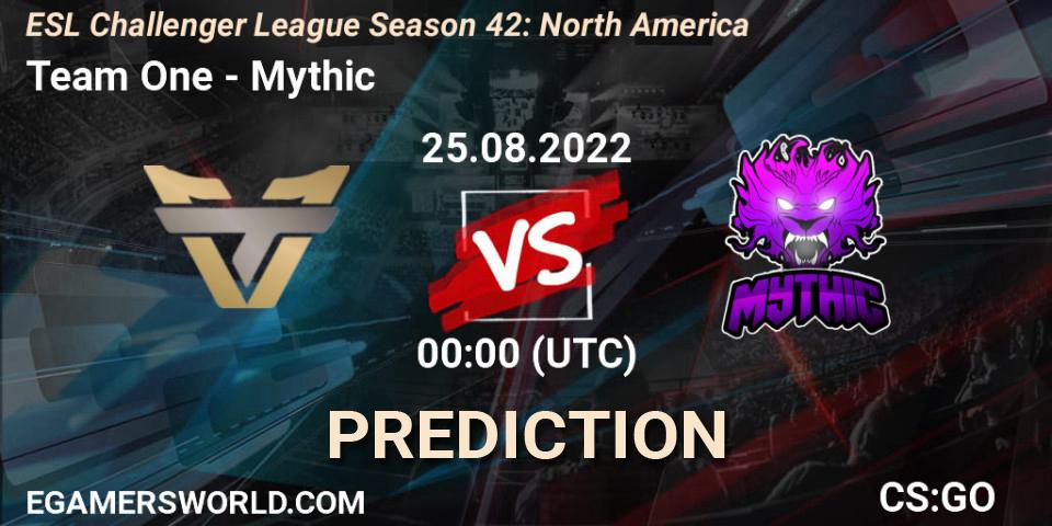 Team One - Mythic: Maç tahminleri. 25.08.2022 at 00:00, Counter-Strike (CS2), ESL Challenger League Season 42: North America